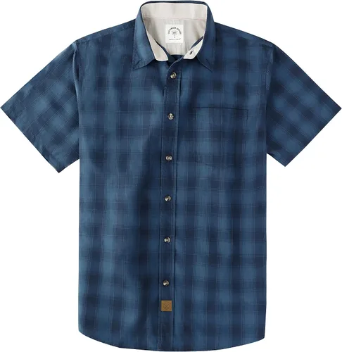 Miniatura 35 de Dubinik® Camisas de manga corta con botones para hombre, 100% algodón, a cuadros, camisas casuales con bolsillo