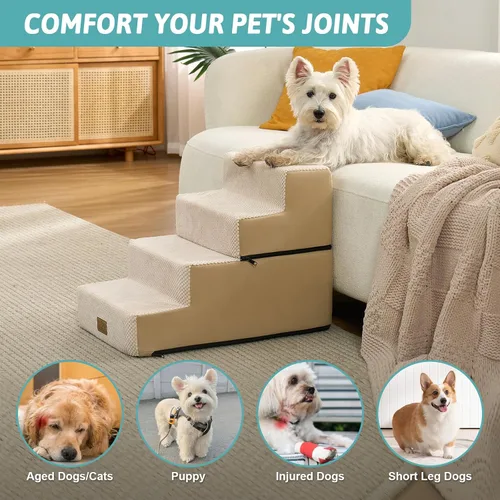 Miniatura 2 de COZY KISS Escaleras para perros pequeños, escaleras extraíbles de 4 niveles para sofá y cama, escalones para perros de 17.7 pulgadas de alto