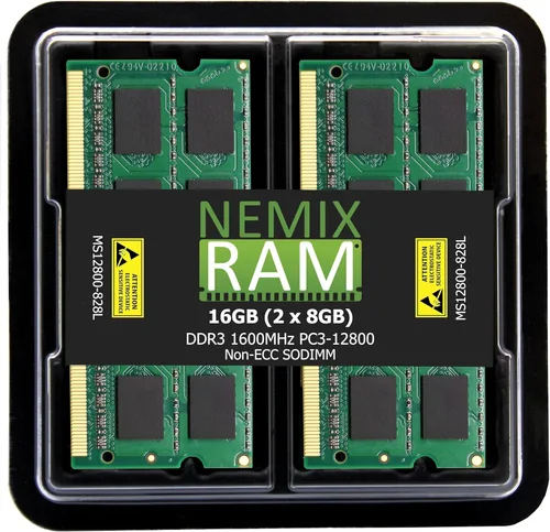 NEMIX RAM 16 GB (2 x 8 GB) DDR3 1600 MHz PC3-12800 2Rx8 1.35V 204-PIN no ECC SODIMM Laptop PC PC Kit de memoria sin búfer