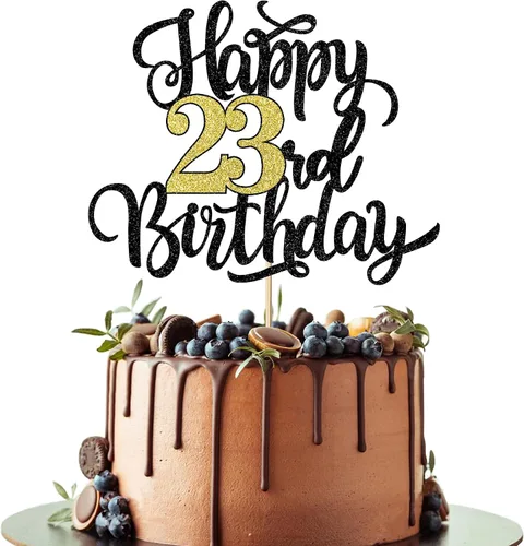 Miniatura 8 de Decoración para tarta de cumpleaños número 100, decoración de pastel de cumpleaños con purpurina negra y dorada, suministros de decoración de 100
