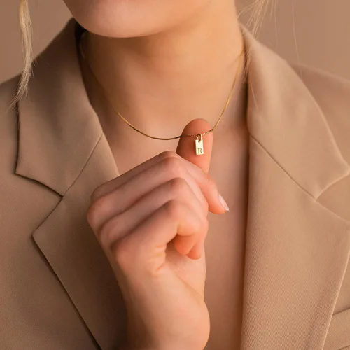 Miniatura 2 de Hongyigoy Collares con inicial para mujer, chapado en oro de 14 quilates, delicado collar con nombre, collar personalizado de la A a la Z con dije