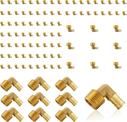 Miniatura 21 de Paquete de 5 accesorios PEX, adaptador de codo NPT roscado macho Pex de 1/2 pulgadas x 3/4 pulgadas, accesorios de engarce de latón, para tubería
