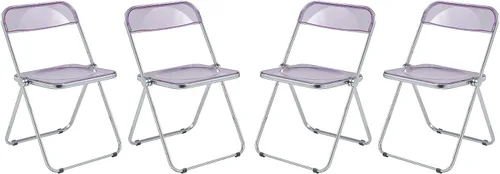 Miniatura 18 de LeisureMod Lawrence - Silla plegable de acrílico transparente moderna con marco de metal, asiento transparente que ahorra espacio para comedor