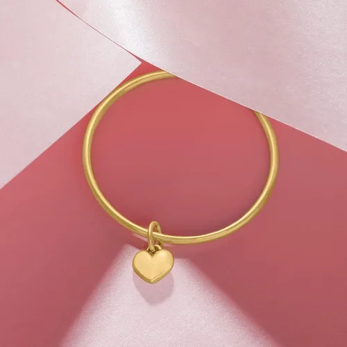 Miniatura 7 de Ross-Simons Italian Andiamo 14kt Yellow Gold Over Resin Heart Charm Bangle Bracelet