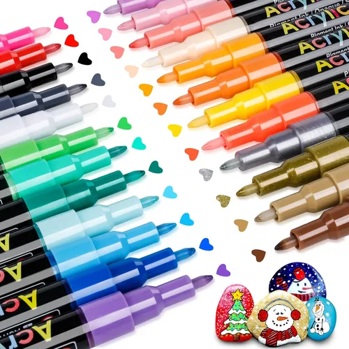 Miniatura 12 de JR.WHITE Juego de 18 rotuladores de pintura acrílica de punta extrafina, punta fina de 0.028 in para decoración de huevos de Pascua, pintura roca