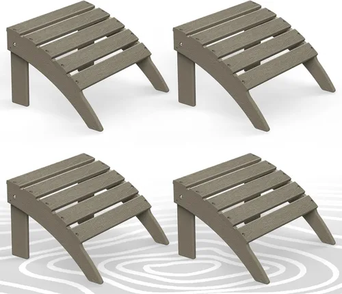 Miniatura 14 de Briopaws Otomana Adirondack plegable, silla Adirondack de polietileno de alta densidad resistente a la intemperie, reposapiés de plástico para Blanco