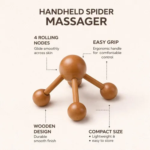 Miniatura 8 de Masajeador de mano de madera natural, alivio muscular relajante, rodillo de limpieza revitalizante, herramienta de terapia calmante para la espalda
