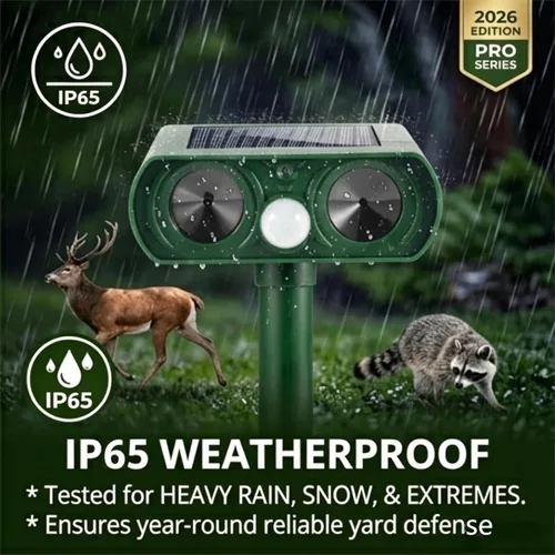 Miniatura 6 de Repelente de animales ultrasónico solar actualizado 2026 para exteriores, dispositivos repelentes de ciervos y gatos, impermeables, con sensor