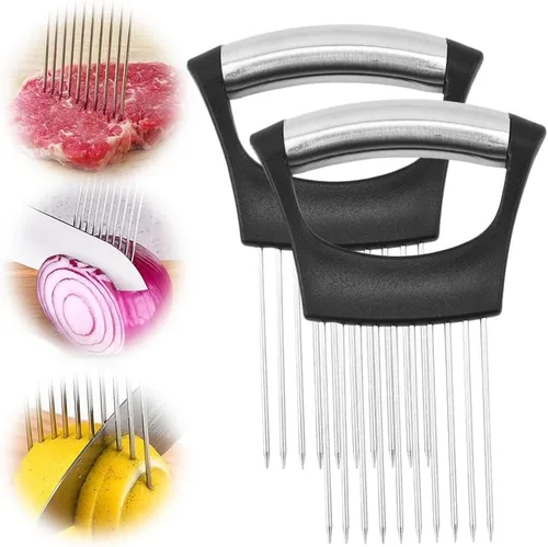 Miniatura 7 de Soporte para rebanadas de cebolla de acero inoxidable, soporte de cebolla mejorado 2024 para cortar limón, cortador de verduras, herramienta 1pcs