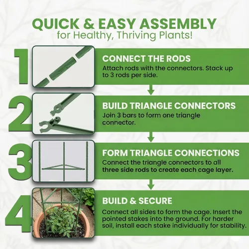 Miniatura 7 de Jaula de tomate – Estacas grandes de enrejado y estructuras de soporte para plantas para verduras y plantas trepadoras – Jaulas altas para tomate
