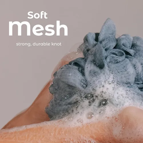 Miniatura 3 de MainBasics Esponja de esponja para baño y ducha, esponja para el cuerpo, exfoliante corporal (juego de 3, flor aireada)