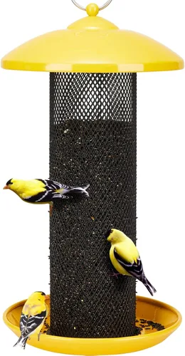 Miniatura 7 de Comederos para pinzones de Kingsyard para exteriores colgantes, comedero de pájaros de tubo de malla metálica para semillas de nyjer/cardo, 2.5 Gris