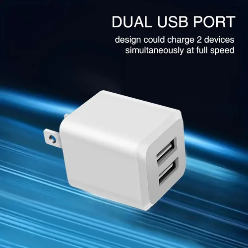 Miniatura 4 de Cargador de pared USB, adaptador de corriente de cubo de doble puerto, cargador de bloque de carga, adaptador de carga rápida de pared de doble