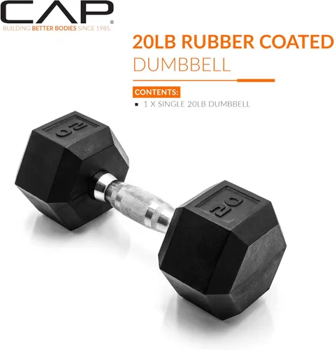 Miniatura 2 de CAP Barbell Peso de la mancuerna hexagonal recubierta, individual, 10-120 libras, múltiples opciones