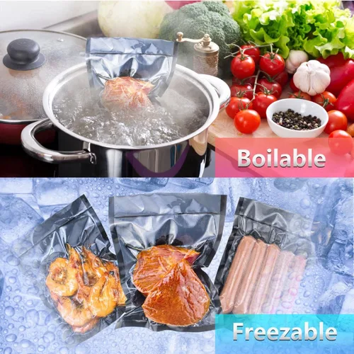 Miniatura 4 de CANLENPK - Bolsas de sellado al vacío de 6 x 8 pulgadas, parte trasera negra y parte delantera transparente, bolsa de almacenamiento de alimentos