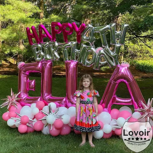 Miniatura 4 de Lovoir Globos grandes de 40 pulgadas de color rosa intenso con la letra H de gran tamaño, globo de helio de aluminio de Mylar para decoración