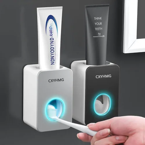 Dispensador de pasta de dientes, 2 piezas dispensador automático exprimidor de pasta de dientes para niños y familia en la ducha, es accesorio de