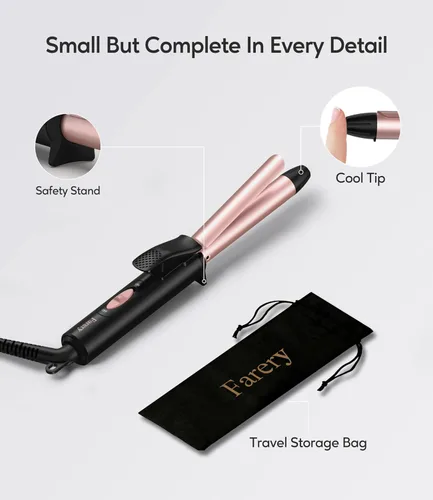 Miniatura 6 de Rizador de tamaño de viaje de doble voltaje 100-240V, mini rizador para cabello corto con barril de 1/2 pulgada, mini rizador de pelo de cerámica