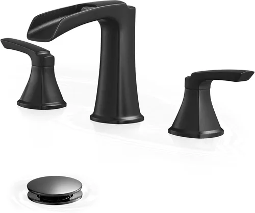 Miniatura 8 de Grifo de cascada de latón, grifo de fregadero de baño de bronce aceitado, grifo de baño de 4 a 16 pulgadas, grifos de baño de 2 manijas para Oil
