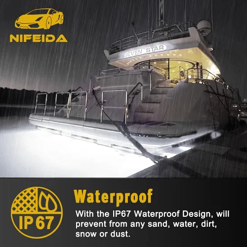 Miniatura 4 de Nifeida Lente transparente de 8 pulgadas, 18 LED, impermeable, barra de luz, soporte en superficie para barcos marinos de 12 V, luz interior, Blanco