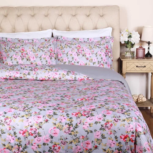 Miniatura 9 de Superior Juego de funda de edredón de algodón de 300 hilos con fundas de almohada, duradero y transpirable, lavable a máquina, ropa de cama floral