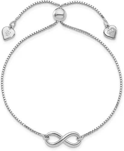 Miniatura 2 de Pulsera ajustable de plata de ley con infinito pulido, fabricada en Italia, Plata de ley, no conocido