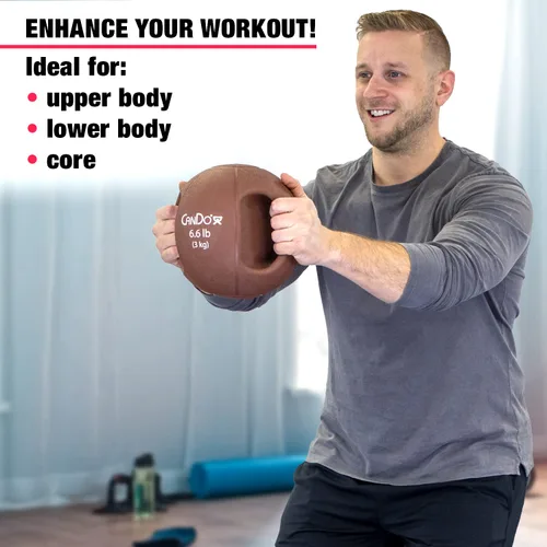 Miniatura 3 de CanDo Balón medicinal moldeado de doble mango para entrenamiento de fuerza, entrenamientos de núcleo, calentamientos, cardiometría y pliometría