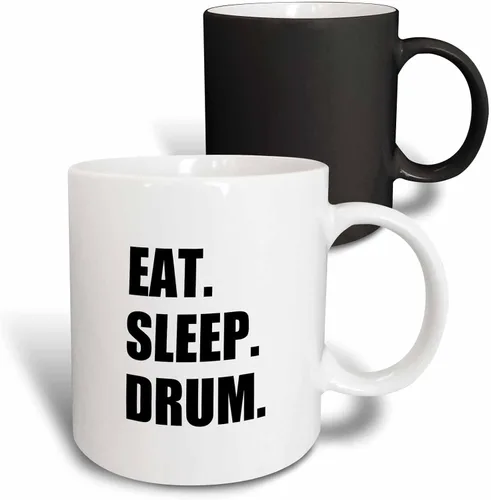 Miniatura 8 de 3dRose Eat Sleep Drum - Love Drumming. baterista percusionista texto negro regalos 11oz taza negra de dos tonos