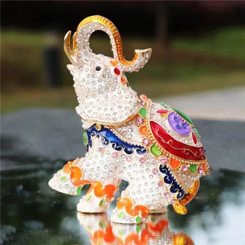 Miniatura 4 de WaltzF - Figura decorativa decorativa de elefante grande con bisagras pintadas a mano