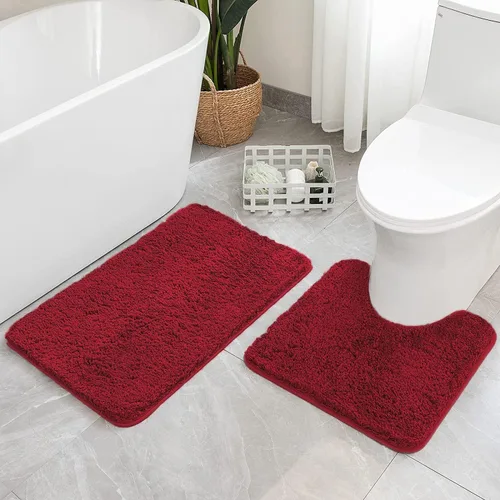 Miniatura 13 de MIULEE Juego de 2 alfombras de baño antideslizantes peludas extra gruesas y suaves, alfombrillas de baño de microfibra suave absorbente de agua