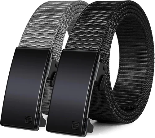 Miniatura 12 de WONDAY Paquete de 2 cinturones de trinquete para hombre, cinturones de nailon con hebilla de liberación rápida para golf, trabajo, uso táctico casual