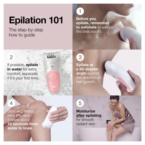 Miniatura 5 de Braun Depiladora SE5-895, dispositivo de depilación, depiladora para mujeres, incluye afeitadora y cepillo exfoliante de limpieza facial