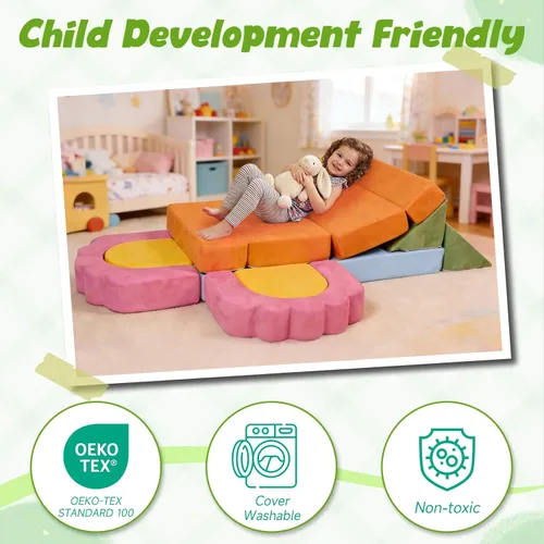 Miniatura 4 de Juego de bloques modulares de escalada de espuma de 13 piezas para niños pequeños, estructura floral suave para juegos de gatear y escalar