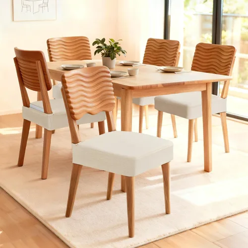 Miniatura 2 de Songrey Juego de 6 fundas de asiento impermeables para sillas de comedor, sin fundas para sillas traseras, elásticas, extraíbles y lavables