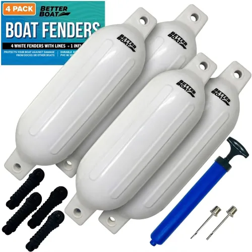 Miniatura 10 de Better Boat Boat Fenders for Docking, 23" x 6.5" Inflatable Black Boat Bumpers with Pump and Lines, Dock Bumpers for Pontoon Boats