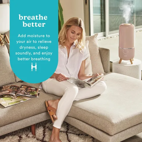 Miniatura 2 de Homedics Humidificador ultrasónico, dormitorios y oficinas en casa, tanque de 0.97 galones, tiempo de funcionamiento de 45 horas, niebla fría Topo