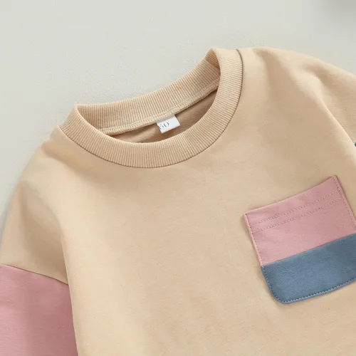 Miniatura 5 de AEEMCEM Sudadera de bloque de color para bebé niño y niña, mameluco de gran tamaño, suéter de burbujas de manga larga, con bolsillo