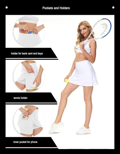 Miniatura 5 de Zingther Falda pantalón de tenis para mujer, también para pickleball, bádminton, correr y golf, faldas plisadas para niñas con pantalones cortos