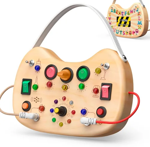 Miniatura 9 de UdoUto My Busy Home Montessori Tabla Ocupada para Niños Pequeños de 1-3 - Tabla de Actividades Sensoriales de Madera con Electrodomésticos de Madera