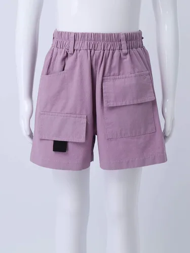 Miniatura 3 de FEESHOW Kids Boys Girls Cotton Pull On Cargo Shorts with Pockets Athletic Sports Casual Dolphin Shorts Activewear