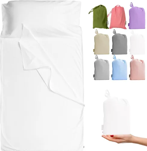 Miniatura 14 de Forro de saco de dormir 100% algodón con cremallera, sábana de viaje para adultos, para hoteles, camping, excursionistas, colchón, caravana, sofá