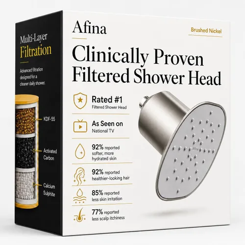 Afina Cabezal de Ducha Filtrado - Cabezal de Ducha Suavizante con Filtro de Ducha KDF-55 para Agua Dura - Experiencia de Lluvia de Alta Presión -