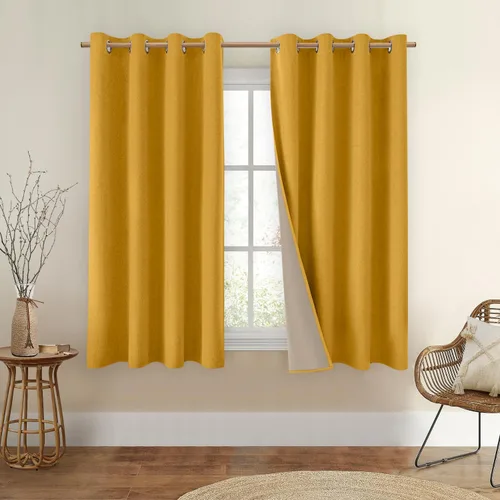 Miniatura 32 de Homeideas Cortinas Rosa Claro 100% Opacas de 84 Pulgadas de Largo, Gruesas Cortinas de Lino Sintético/Mezcla de Lino Texturizadas, Lindas Cortinas