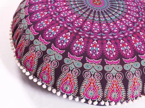 Miniatura 5 de Popular Handicrafts - Funda grande con diseño de mandala hippie para cojín de piso, funda de diseño redondo para puf, decoración de estilo bohemio