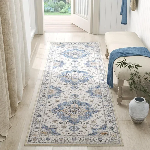 Miniatura 81 de jinchan Alfombra de Área 2x3 pies Alfombra Vintage de Entrada Lavable Bohemia Tapete Interior para Puerta Medallón Floral Tapete Pequeño para Puerta