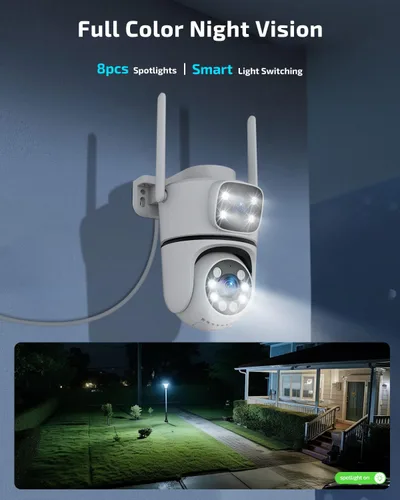 Miniatura 5 de OHWOAI Cámara de seguridad al aire libre inalámbrica de doble vista, cámaras de vigilancia 2.4G/5G WiFi PTZ con visión nocturna a