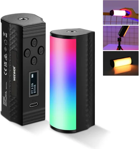 NEEWER Vara de Luz Magnética Manual Básica, Luz de Video LED Mini RGB Completa de 360°, Batería de 2500mAh, Luz de Tubo de Cámara Ajustable de