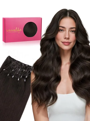 Miniatura 53 de WENNALIFE Extensiones de cabello humano real, 20 pulgadas, 3.53 onzas, color marrón chocolate, trama, cabello Remy atado a mano, extensiones