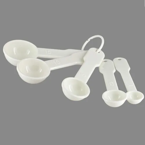 Miniatura 2 de 5 en 1 plástico blanco 0.04 oz 0.09 oz 0.18 oz 0.35 oz 0.53 oz cucharas de medición conjunto cocina herramientas para hornear