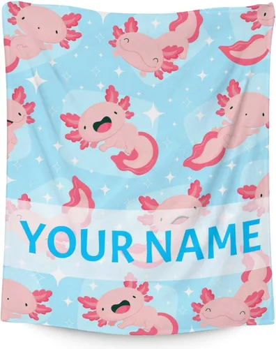 Miniatura 10 de Axolotl - Manta de regalo – 30 x 40 pulgadas, bonita manta de ajolote para mujeres y niñas, franela azul, suave, cálida y acogedora para sofá